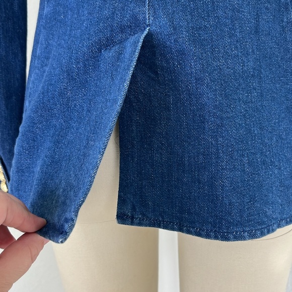 Derek Lam 10 Crosby Keith Denim Utility Jacket Jean Blazer Gold Buttons Pockets - Picture 9 of 12